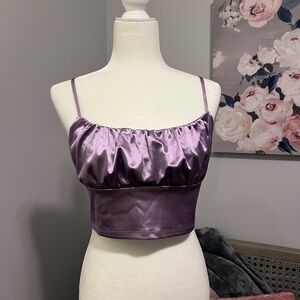 Purple Satin Crop Top